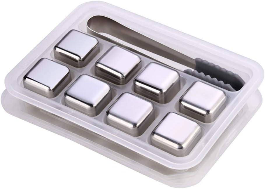 HOMEMAXS Stainless Steel Whiskey Stones with Tongs for Bar Use Silver Color 1 Set Cooling Stones
