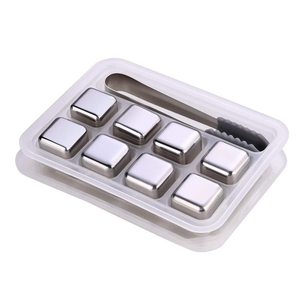 HOMEMAXS Stainless Steel Whiskey Stones with Tongs for Bar Use Silver Color 1 Set Cooling Stones