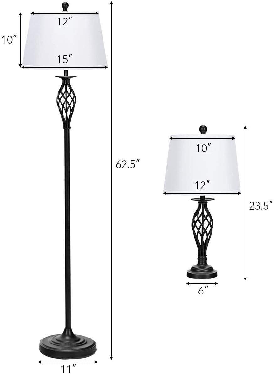Lalia Home Crystal Drop Table and Floor Lamp Set Metallic Silver : Metallic Silver, Brushed Nickel Base ,Modern Lighting