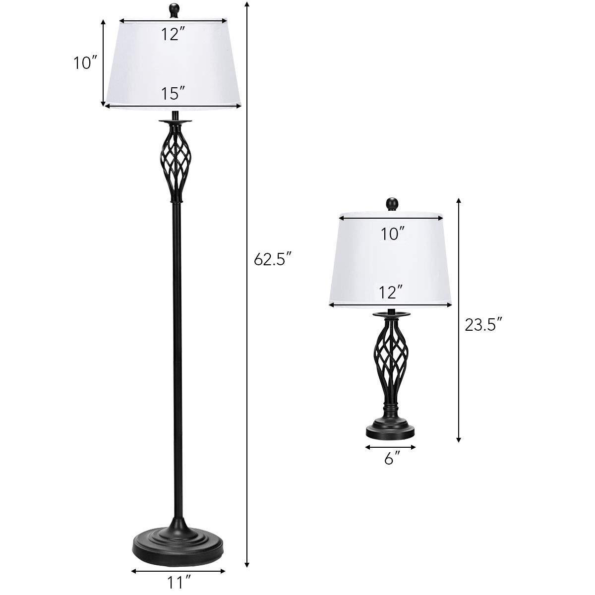 Lalia Home Crystal Drop Table and Floor Lamp Set Metallic Silver : Metallic Silver, Brushed Nickel Base ,Modern Lighting