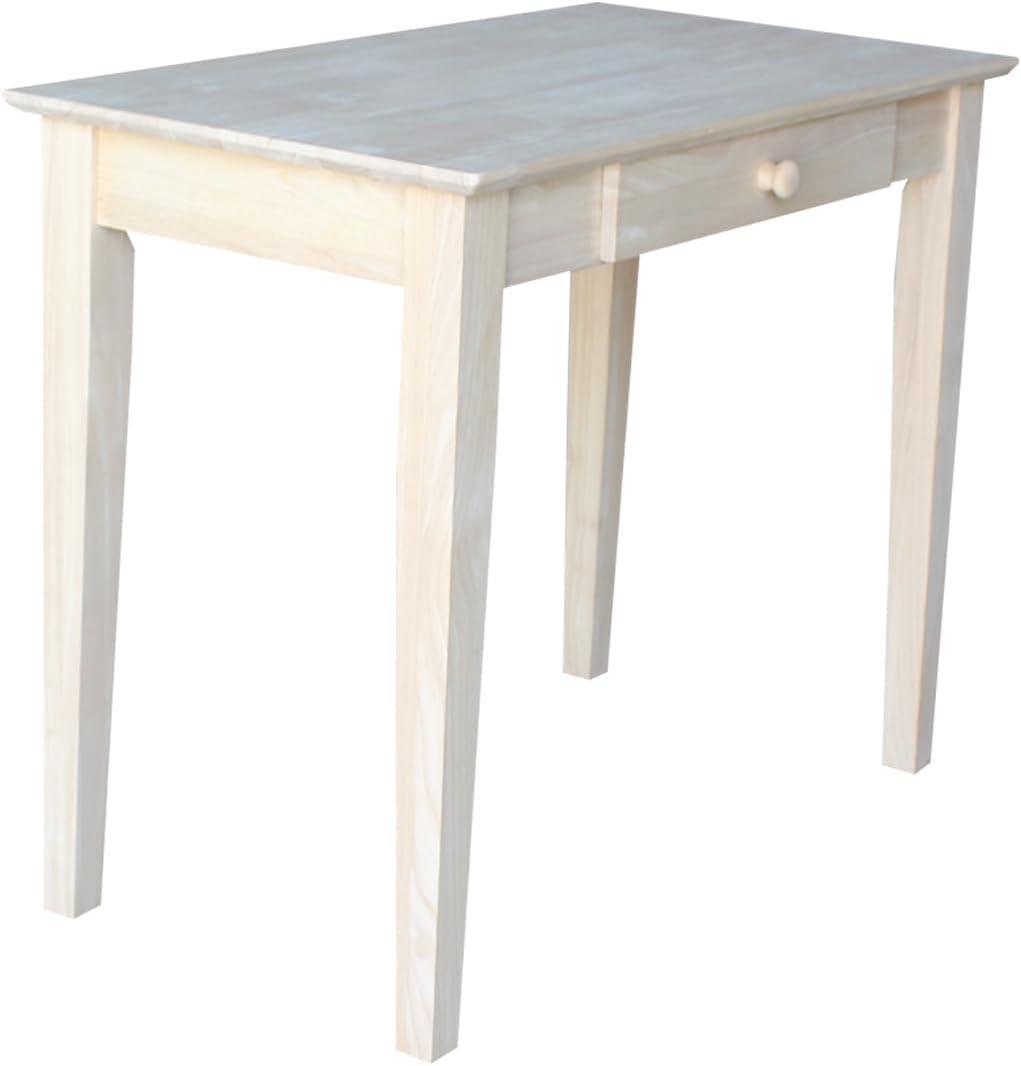 Solid Wood Writing Table Unfinished - International Concepts: 30"H, Hardwood, Narrow Design, 36" Width, Space Saver