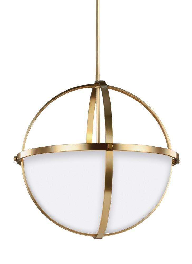 Alturas 3-Light Satin Brass Pendant with Etched White Glass