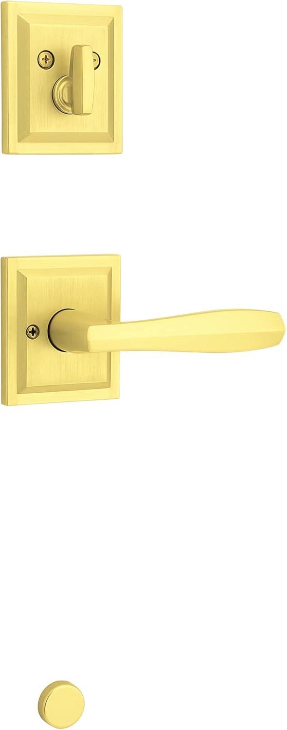 Baldwin Torrey Pines, Front Entry Handleset with Interior Lever, Featuring SmartKey Deadbolt Re-Key Technology and Microban Protection, in Satin Brass