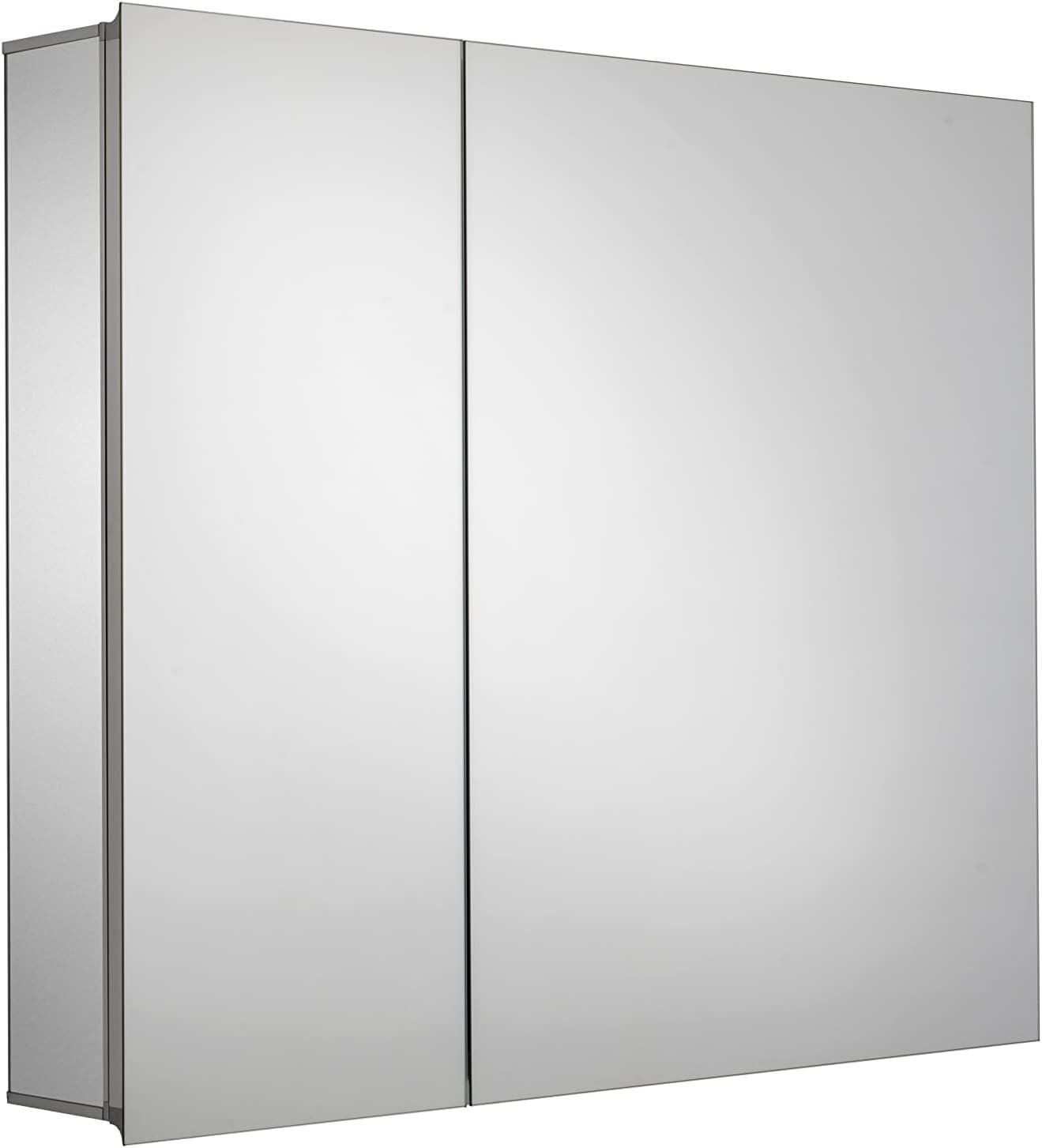 Polished Aluminum Wall-Mounted Bathroom Medicine Cabinet with Mirror