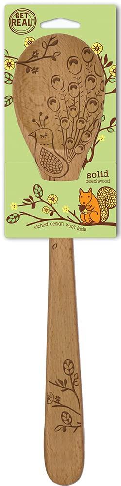 Talisman Designs Laser Etched Beechwood Mixing Spoon, Woodland Collection, Set of 1