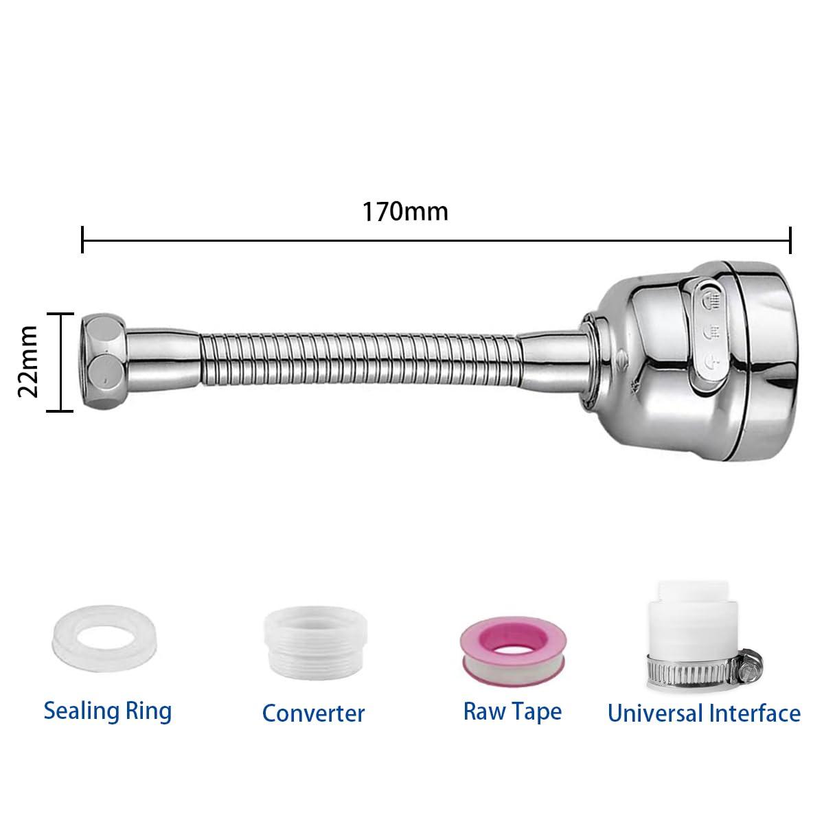 Kitchen Faucet Sprayer Attachment, Movable Faucet Extender for Kitchen Sink, 360° Rotatable Sink Faucet Head Anti-Splash Tap Booster Shower and Water Saving Faucet for Kitchen