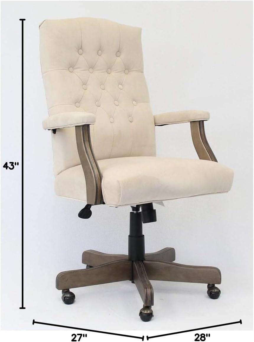 Traditional Executive Chair Beige: Swivel, Adjustable, Tufted - Boss Office Products