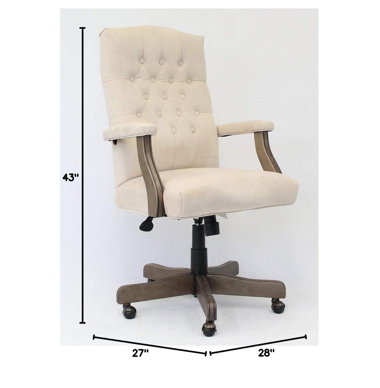 Traditional Executive Chair Beige: Swivel, Adjustable, Tufted - Boss Office Products