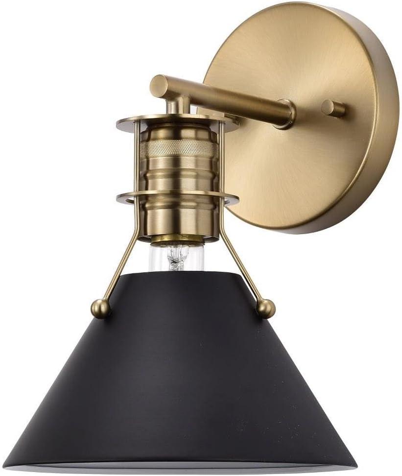 Nuvo Lighting Outpost 1 Light Wall Sconce Matte Black with Burnished Brass