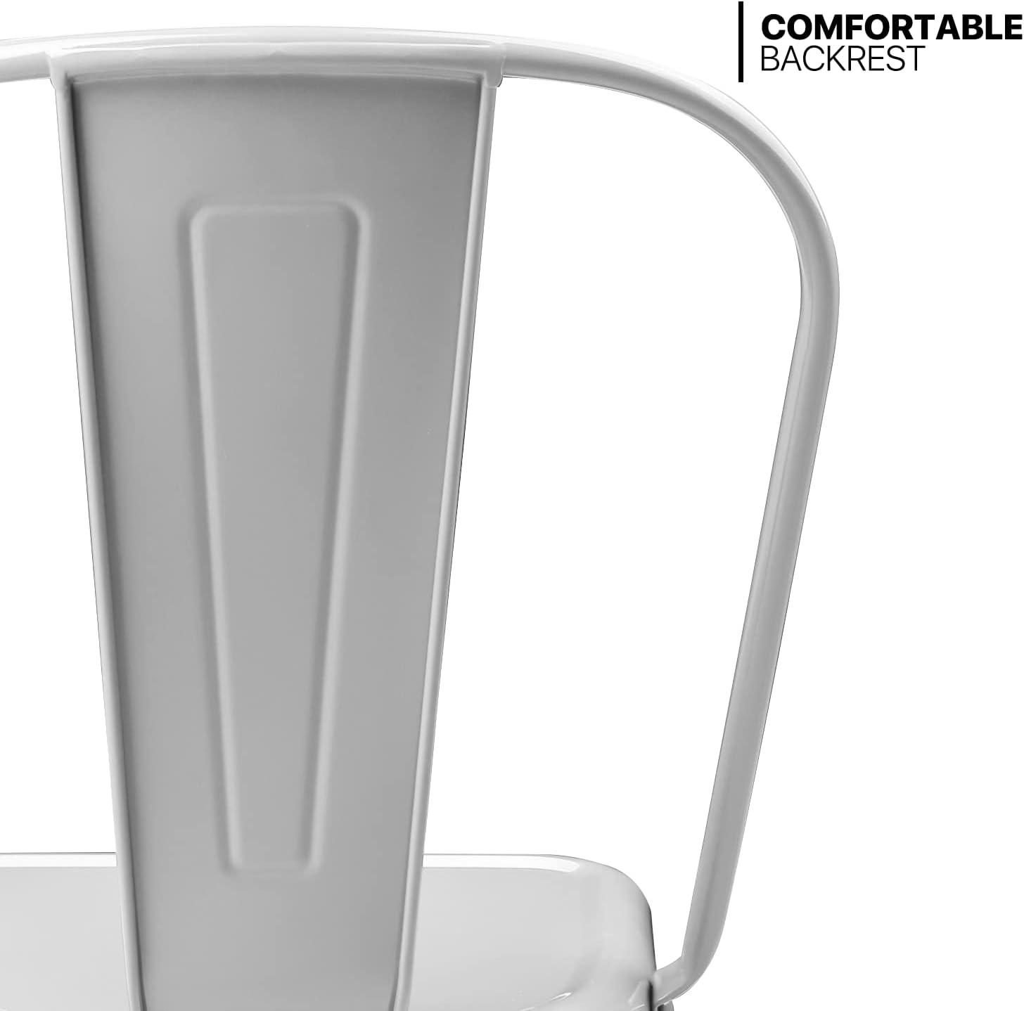 MoNiBloom Stackable Metal Dining Chairs Set of 4, with High Backrest, for Indoor Outdoor Restaurant, Gary