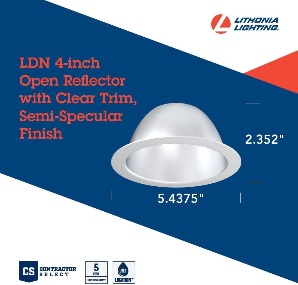 Lithonia Lighting Lo4 Lss Trim 4" Led Reflector Recessed Trim - Clear