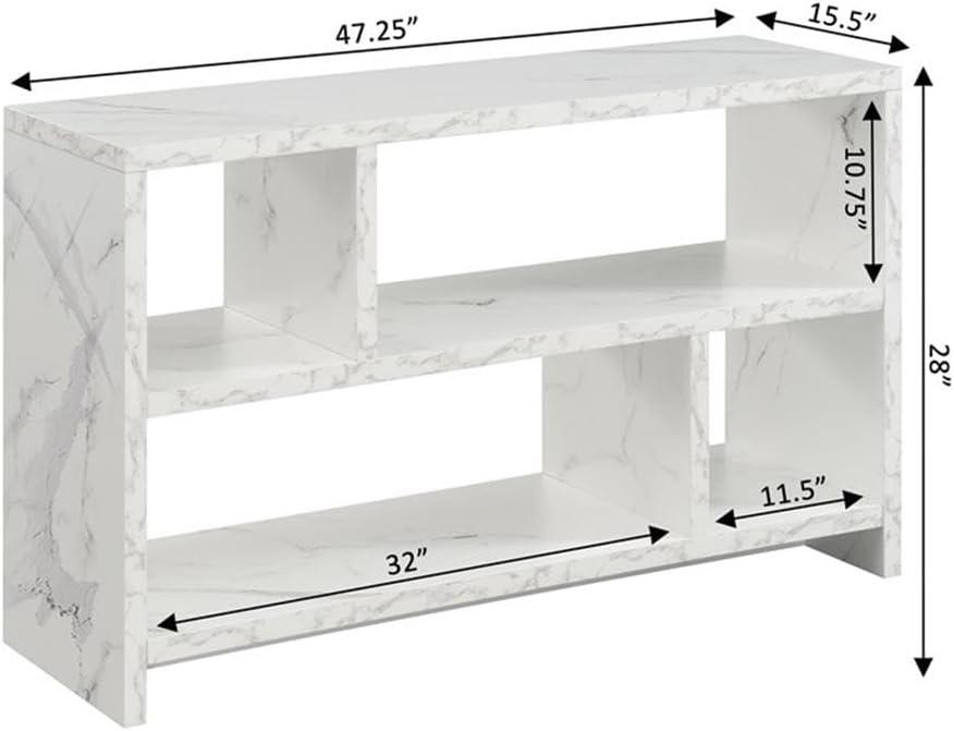 Convenience Concepts Northfield 55 inch TV Stand Console with Shelves, White Faux Marble