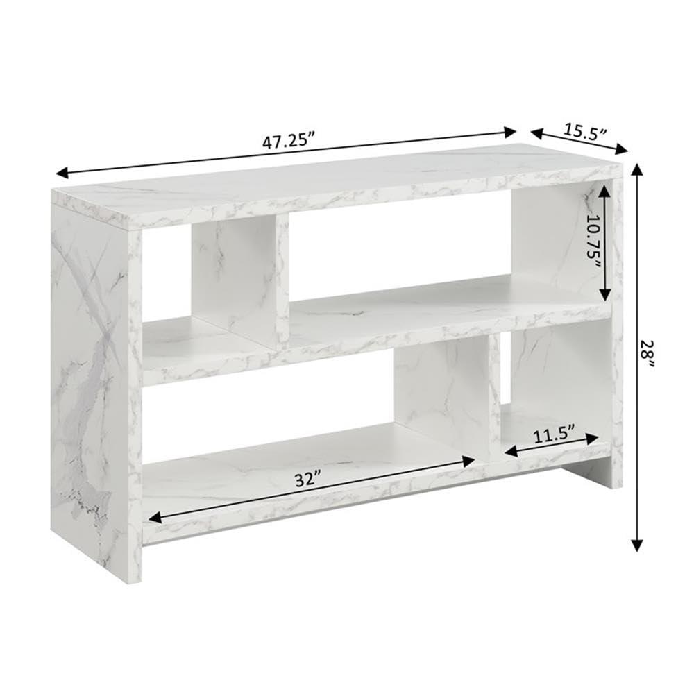 Convenience Concepts Northfield 55 inch TV Stand Console with Shelves, White Faux Marble