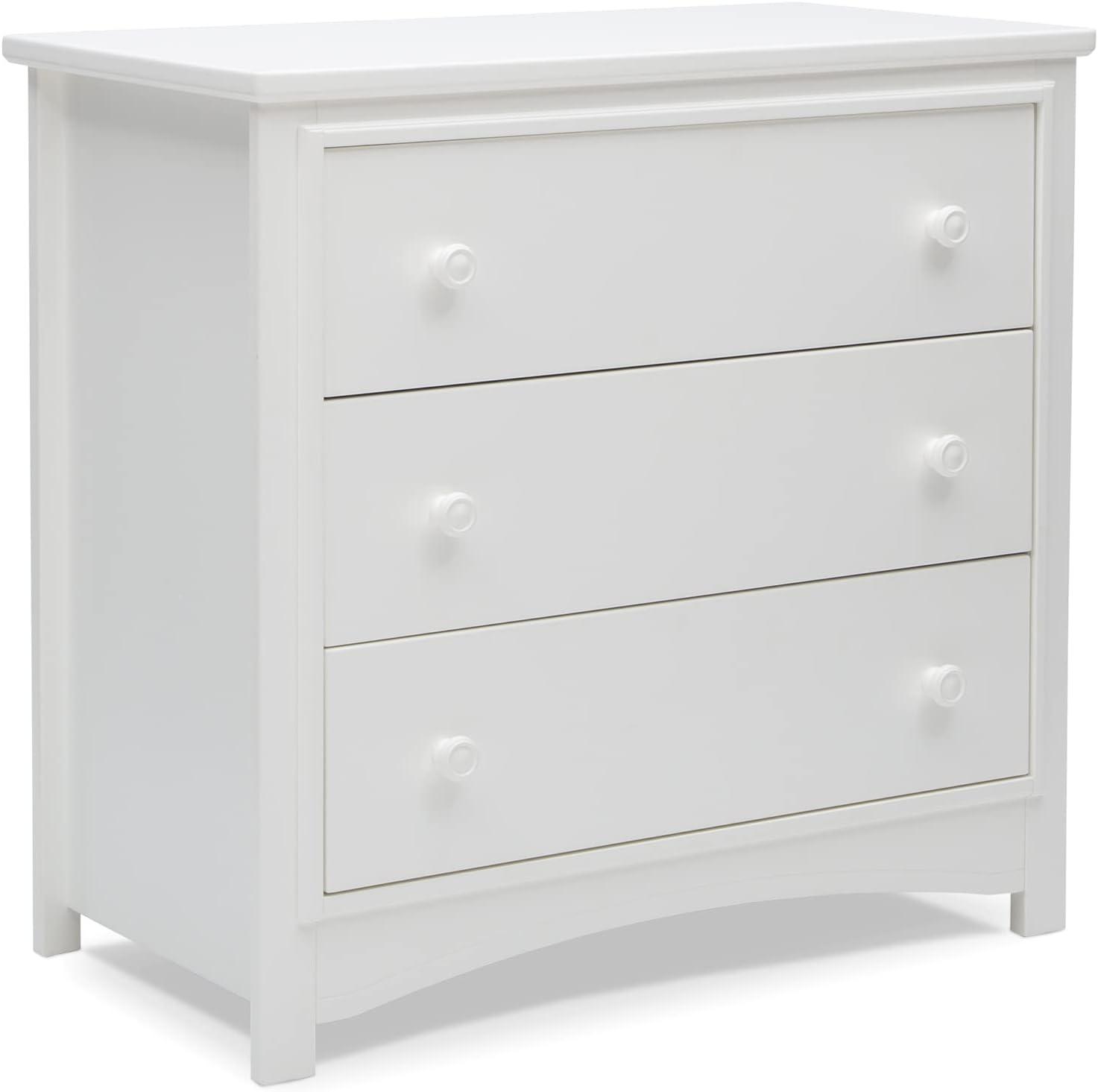 Delta Children Perry 3 Drawer Dresser with Changing Top, Greenguard Gold Certified, Bianca White