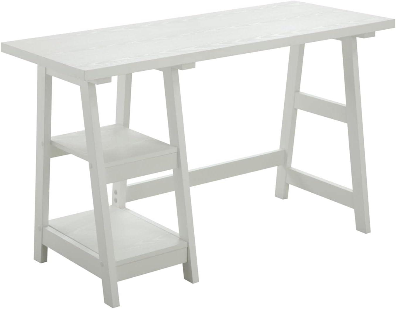 Convenience Concepts Designs2Go 29.25" Tall Trestle Desk with Shelves, White