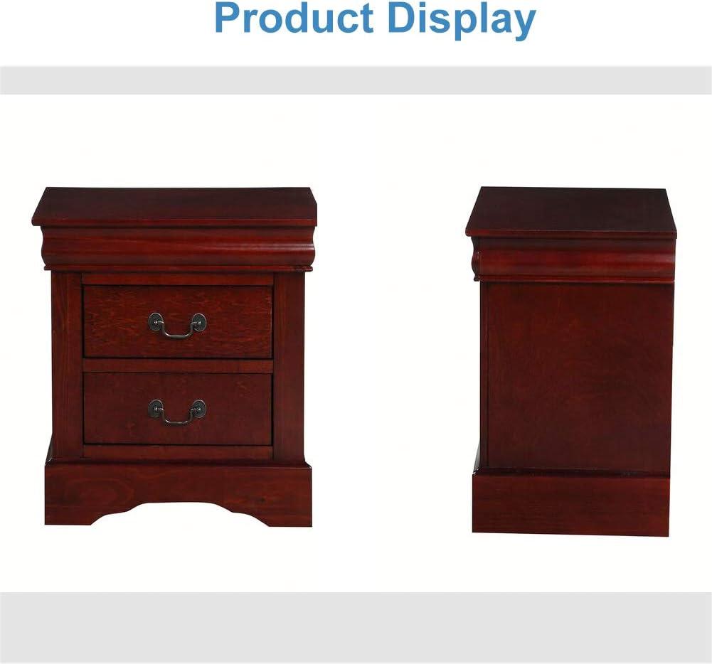Benzara Traditional 2 Drawers wood Nightstand By Louis Philippe III, Brown
