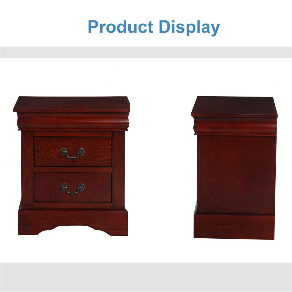 Benzara Traditional 2 Drawers wood Nightstand By Louis Philippe III, Brown