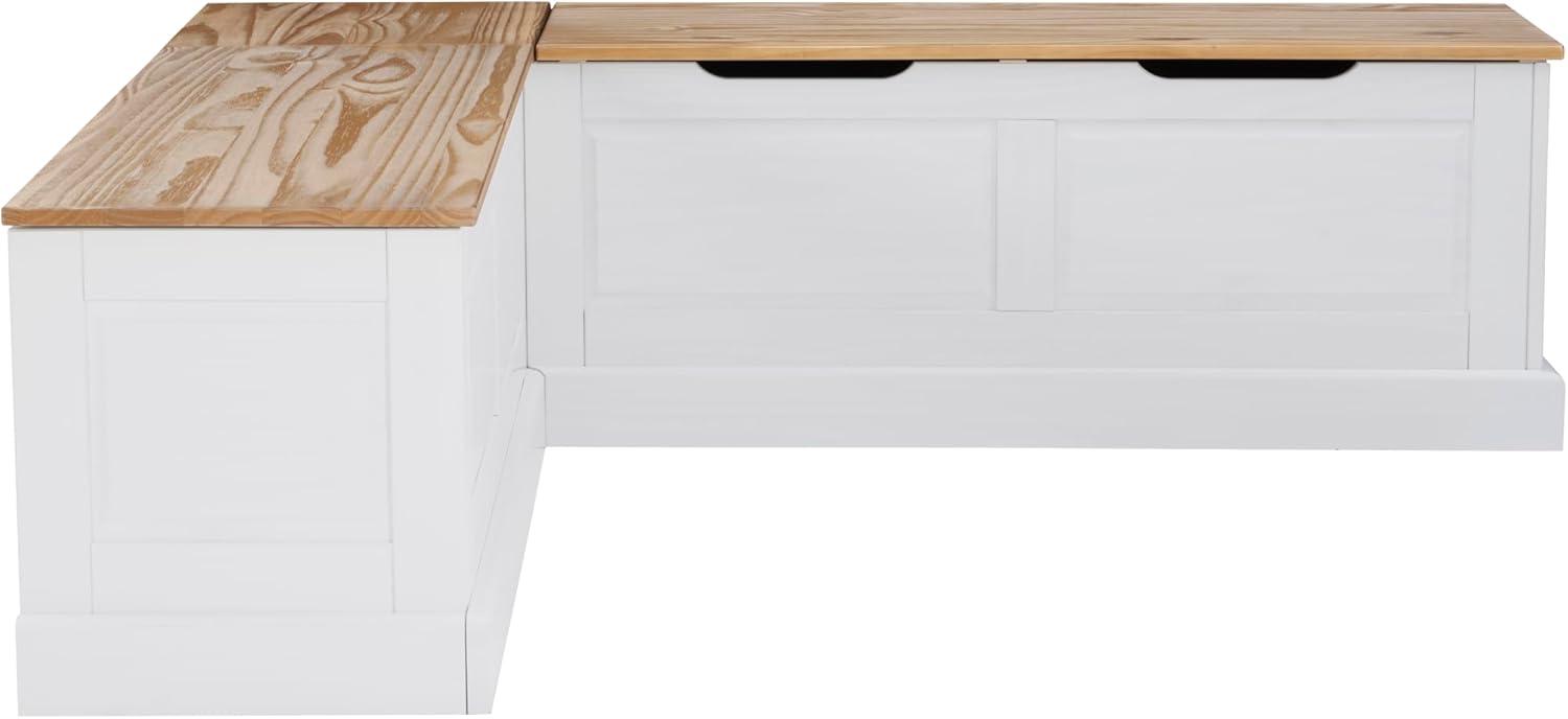 Linon Harris Natural and White Two Tone Backless Corner Breakfast Nook - Nook Only, Table is NOT Included