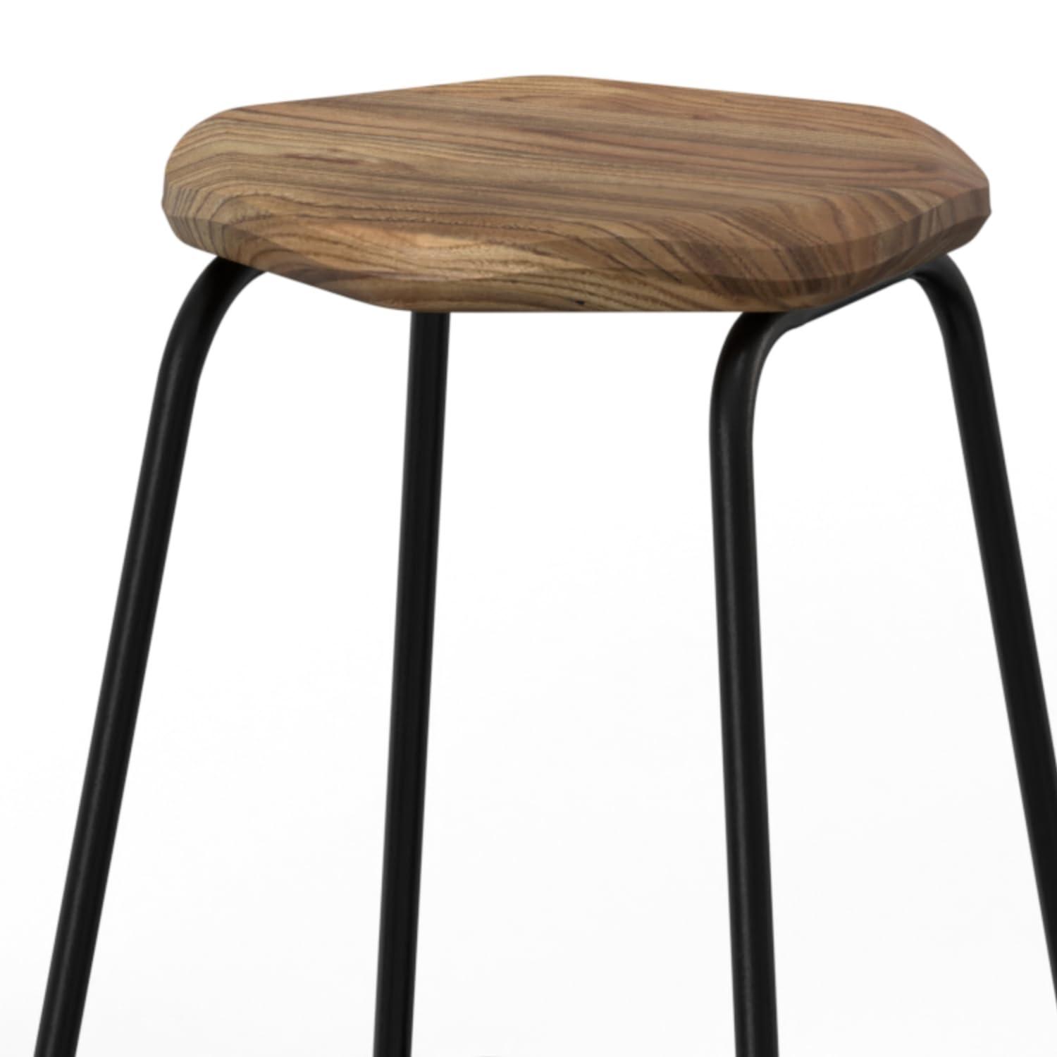 Orson Industrial Metal Saddle Counter Height Stool (Set of 2) in Natural