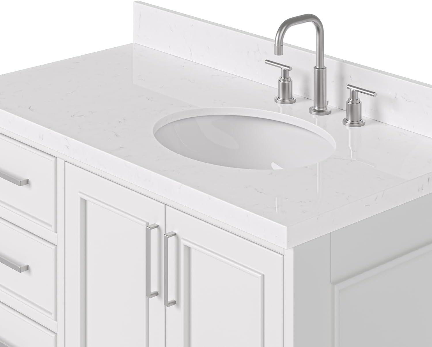 Stafford 42.25'' Single Bathroom Vanity with Carrara Marble Top