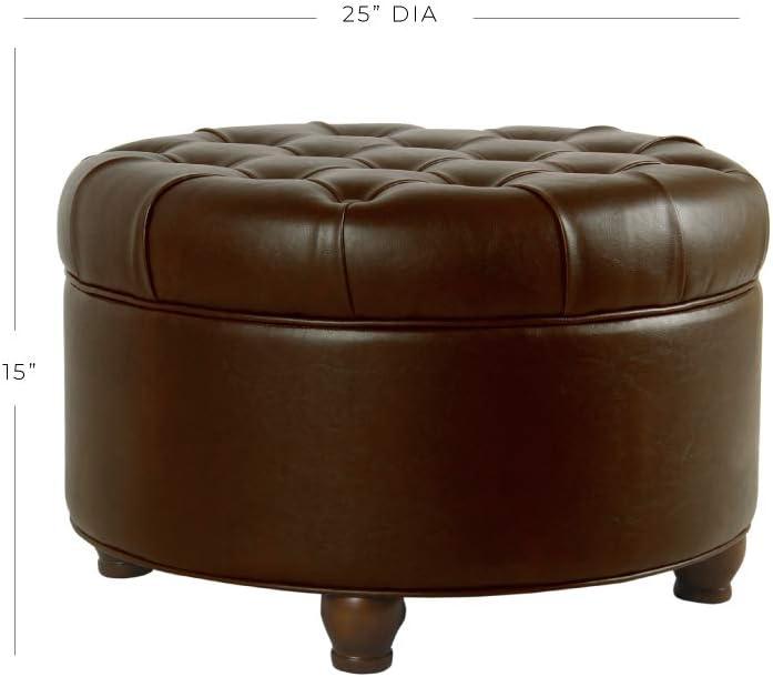 Large Tufted Round Storage Ottoman - HomePop