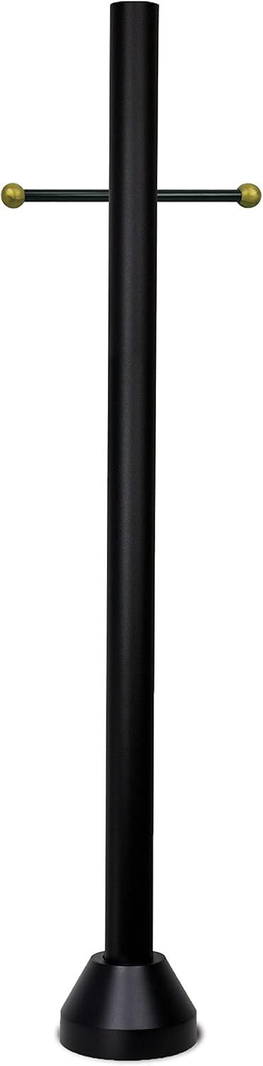Solus 6-Foot Surface Mount Outdoor Lamp Post – Aluminum Light Pole with Standard Base Cover & Decorative Cross Arm – Black, Bronze, or White – Fits 3" Fixtures – Made in USA (Black)