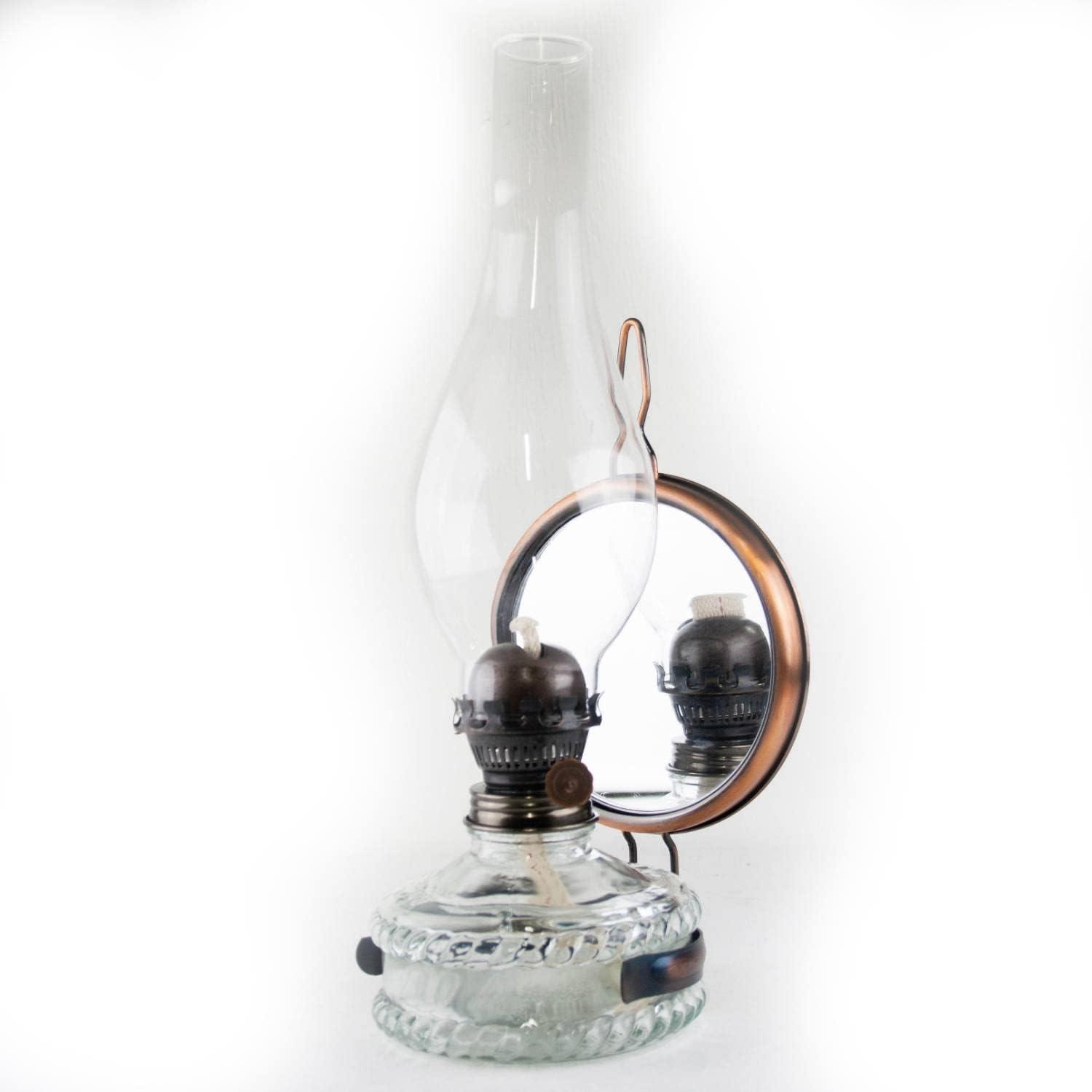 Lehman's Oil Lamp with Reflector - Securely Mounts to Wall or Free Stand on a Table, Indoor Kerosene or Oil Lantern for Emergencies or Power Outages, 12" with Reflector, Chimney and Wick