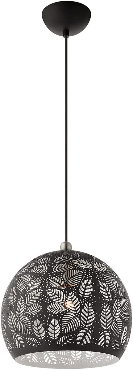 Chantilly Crystal Globe Pendant with Black and Brushed Nickel Finish