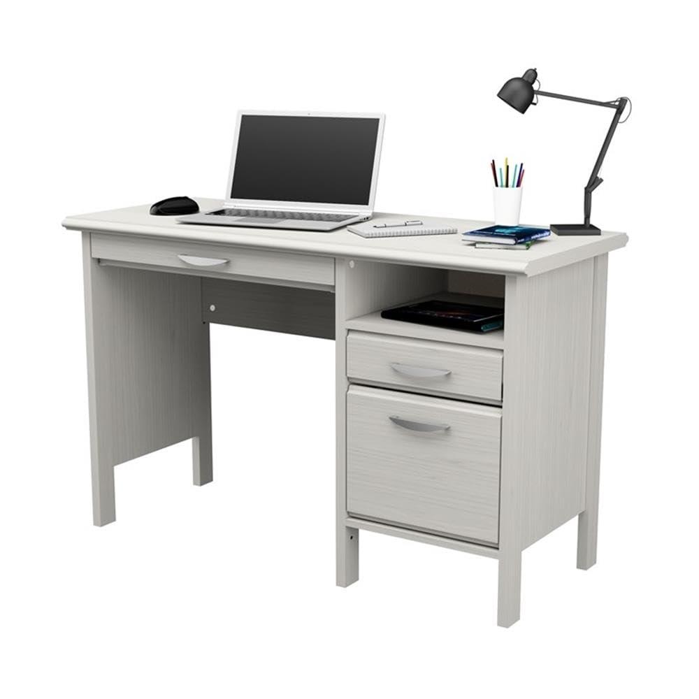 Inval Laminate Computer Desk with 2 Drawers and Open Storage, Washed Oak