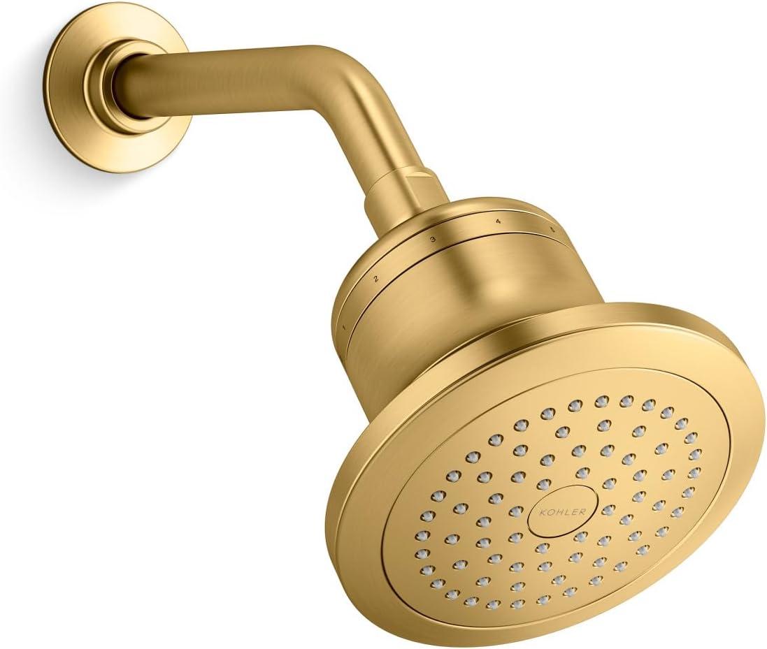 Vibrant Brushed Brass Wall Mounted Filtered Showerhead