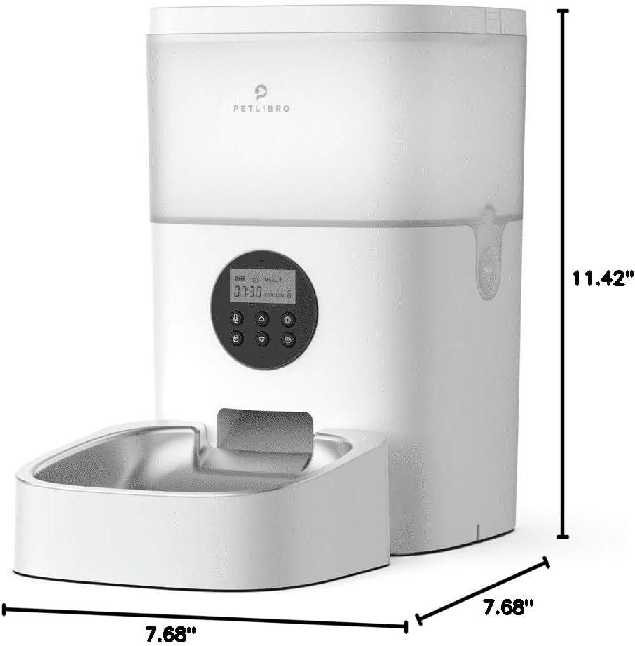 Modern White Elevated Automatic Pet Feeder with Stainless Steel Bowl