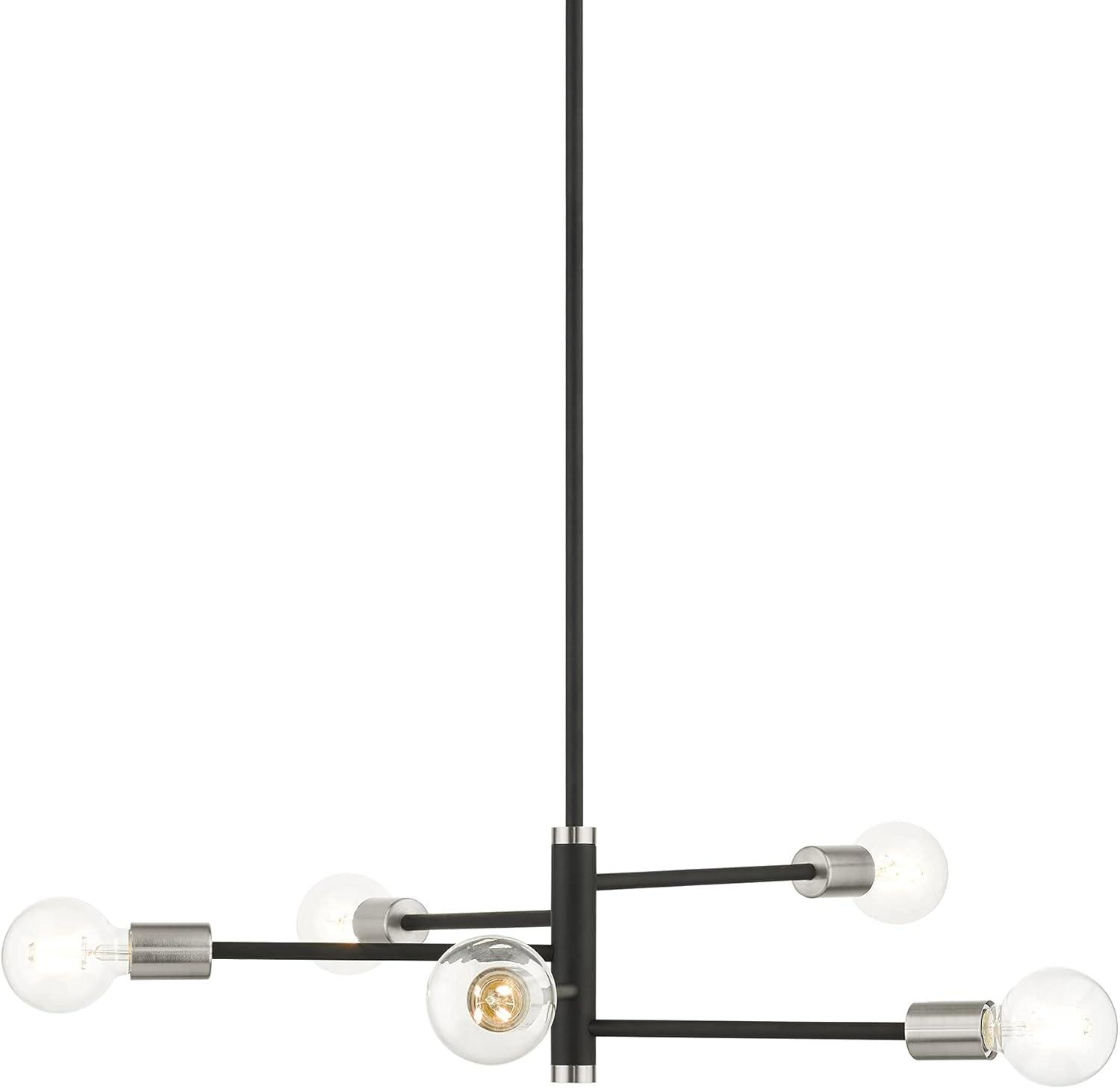 Bannister 5-Light Asymmetrical Black and Nickel Chandelier