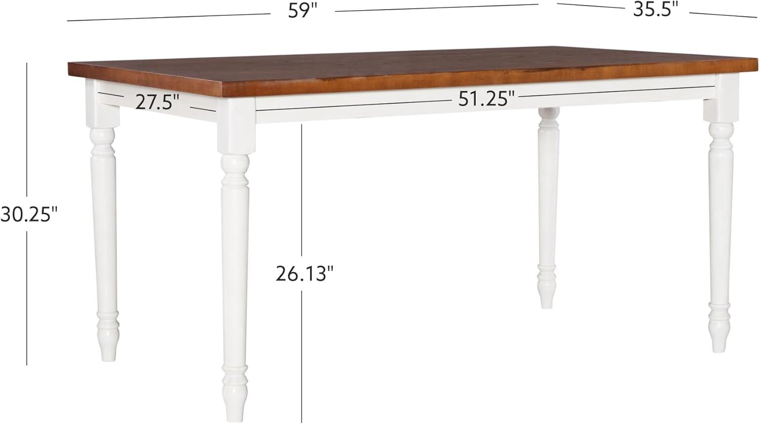 Farmhouse White and Honey Brown Wood Dining Table