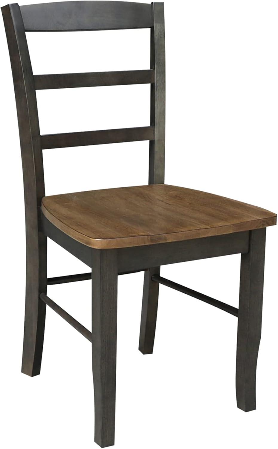 Set of 2 Madrid Ladderback Chairs Hickory/Washed Coal - International Concepts: Solid Wood, Unupholstered