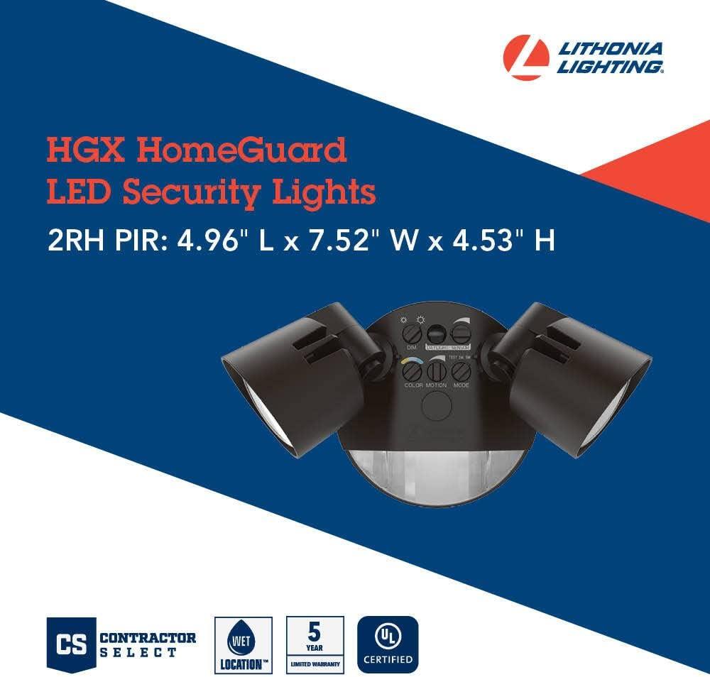 Lithonia Lighting 2 - Head Hardwired Dusk to Dawn Outdoor Security Flood Light with Motion Sensor