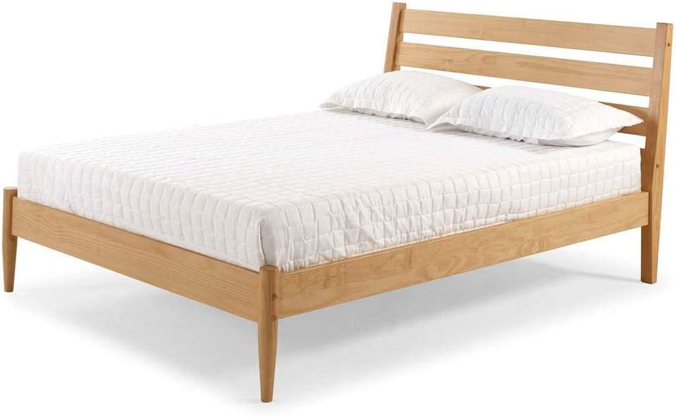 Camaflexi Mid-Century Solid Wood Queen Platform Bed in Scandinavian Oak 100% Solid Wood