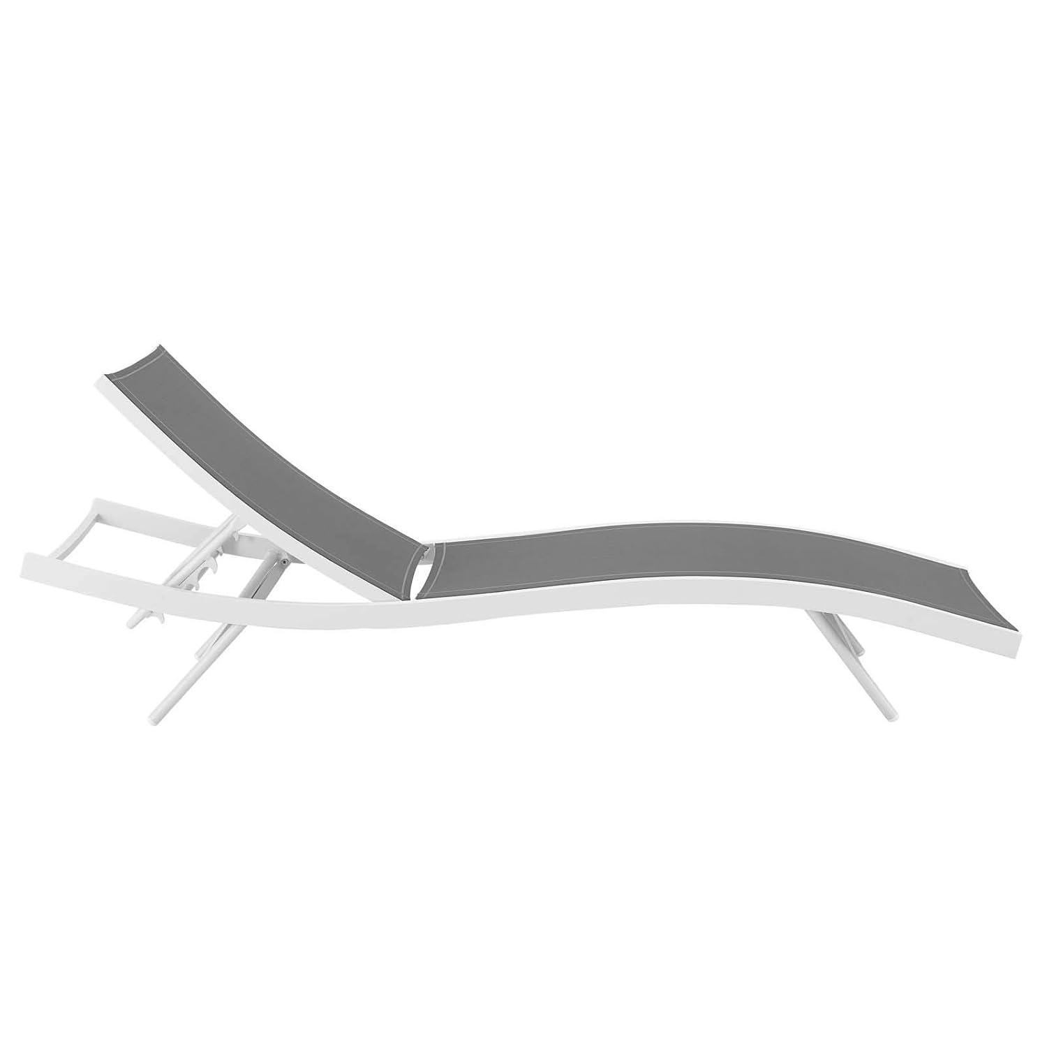 Modway Glimpse Aluminum & Mesh Patio Chaise Lounge in White and Gray