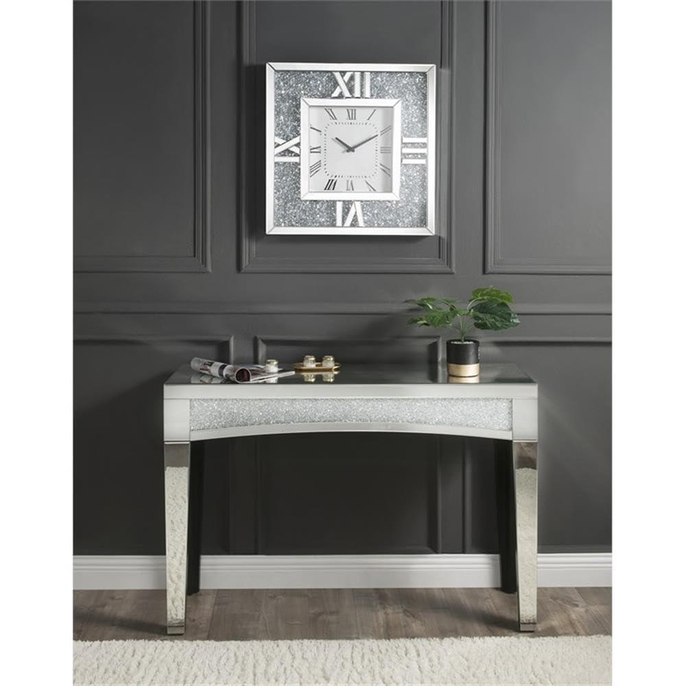 Noralie Wall Clock in Mirrored & Faux Diamonds