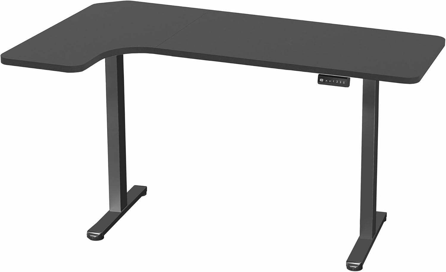 VIVO Black Electric 58" x 35" Dual Motor Standing Corner Desk, DESK-KIT-E2RB