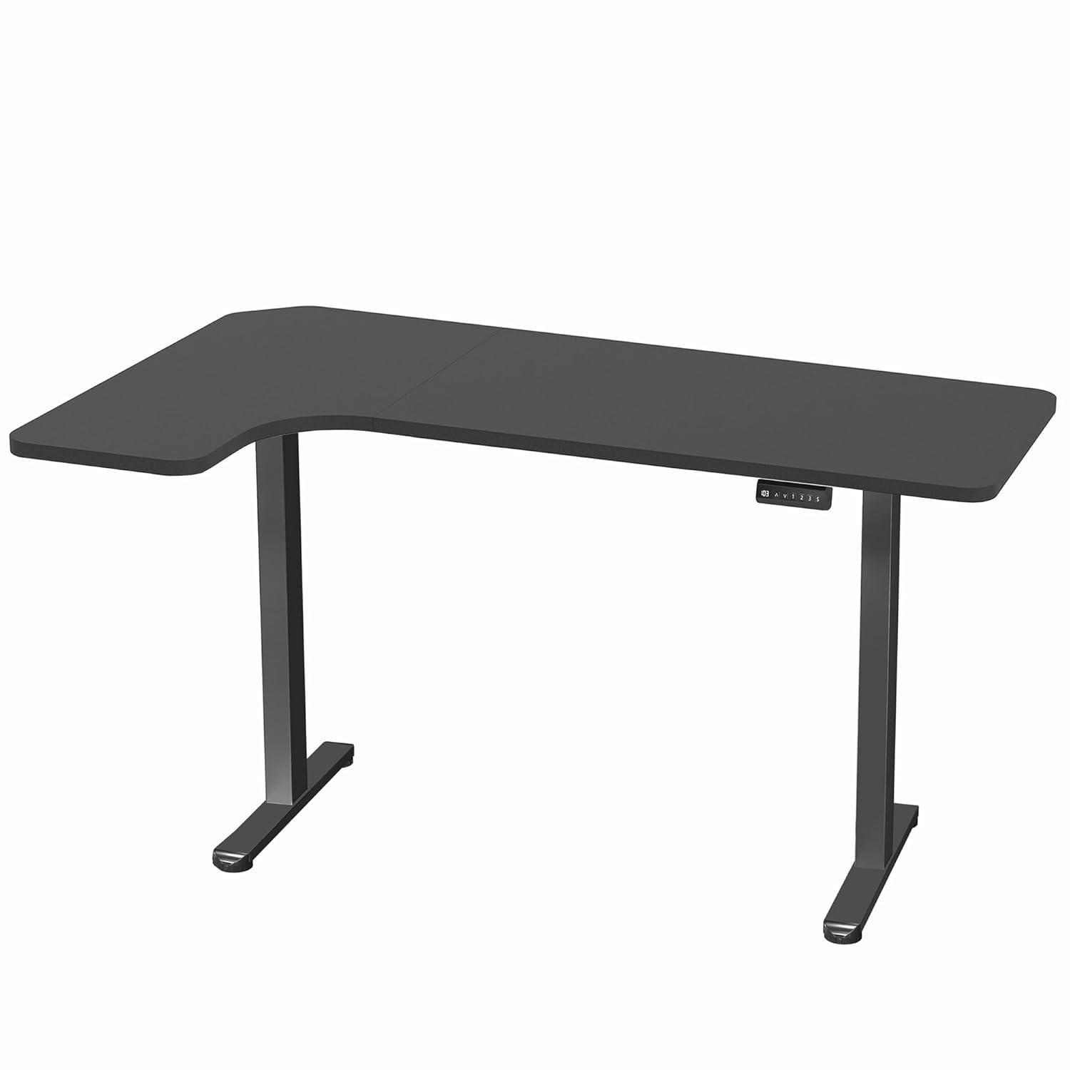 VIVO Black Electric 58" x 35" Dual Motor Standing Corner Desk, DESK-KIT-E2RB