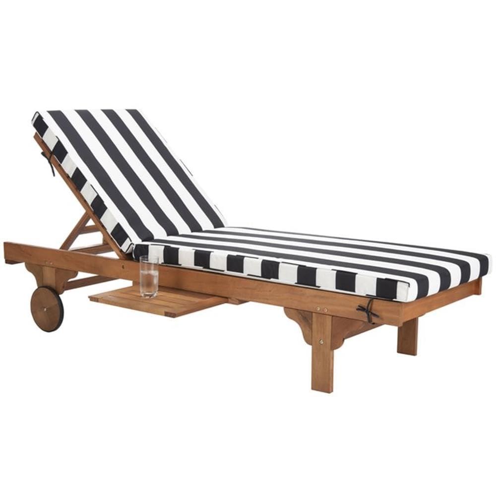 Newport Lounge Chair - Outdoor - PAT7022 - Natural/Black Stripe -Safavieh