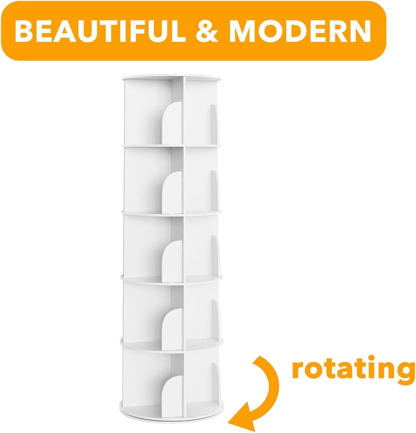 SpaceAid Rotating Bookshelf Tower, 360° Spinning Bookcase Lazy Susan, Revolving Round Carousel For Book Storage, Vertical Turning Spiral Corner Organizer