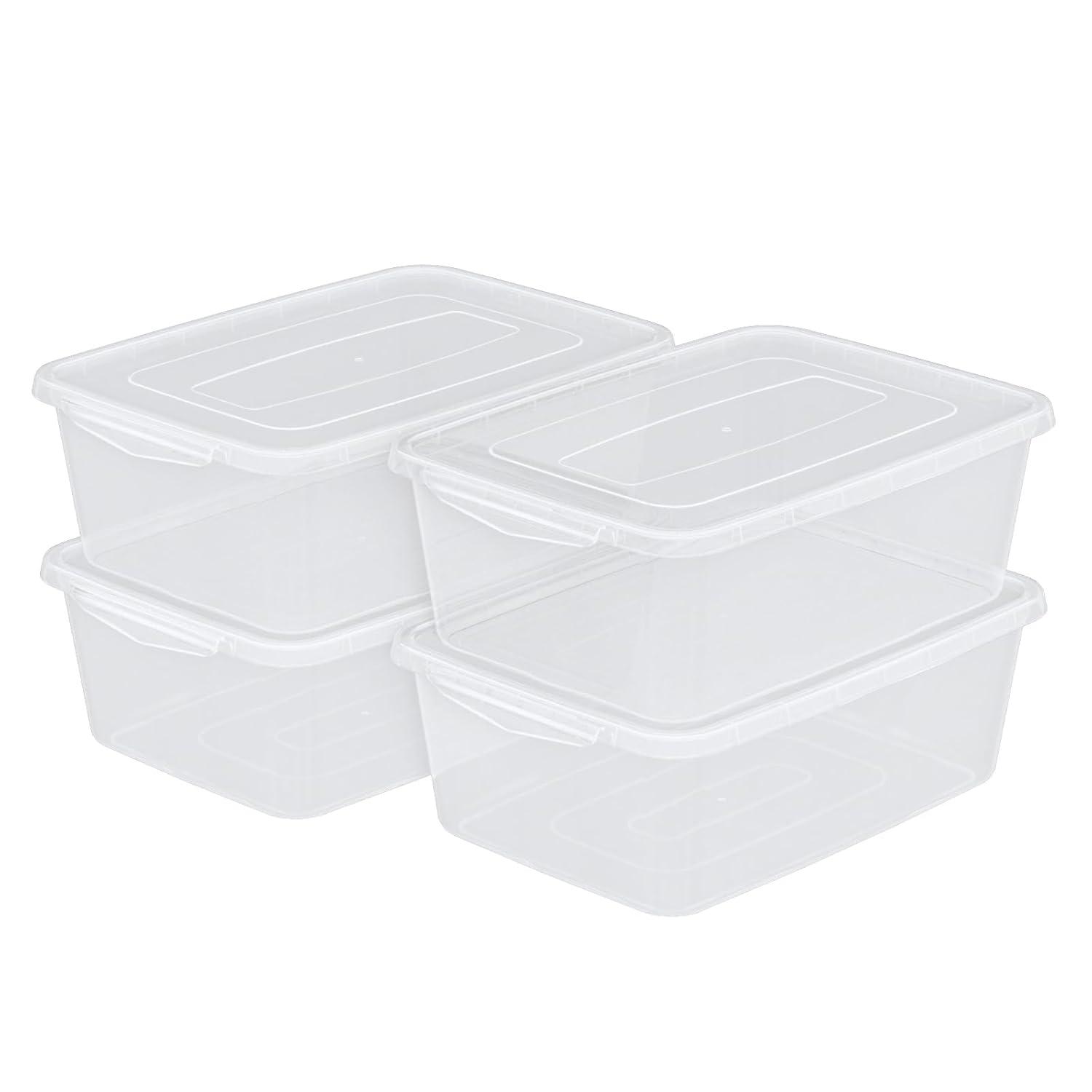 4-Pack 14 L Clear Dough Proofing Box, Food Pizza Storage Container