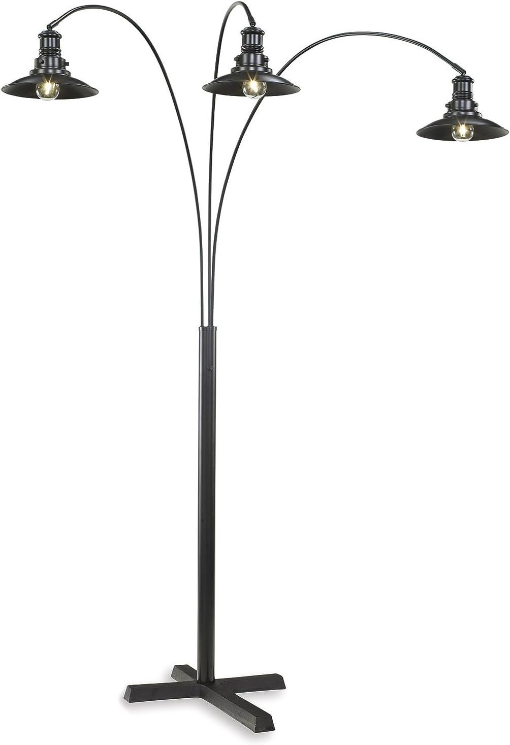 Signature Design by Ashley Sheriel Industrial Metal Arc Floor Lamp with Adjustable Neck, Black