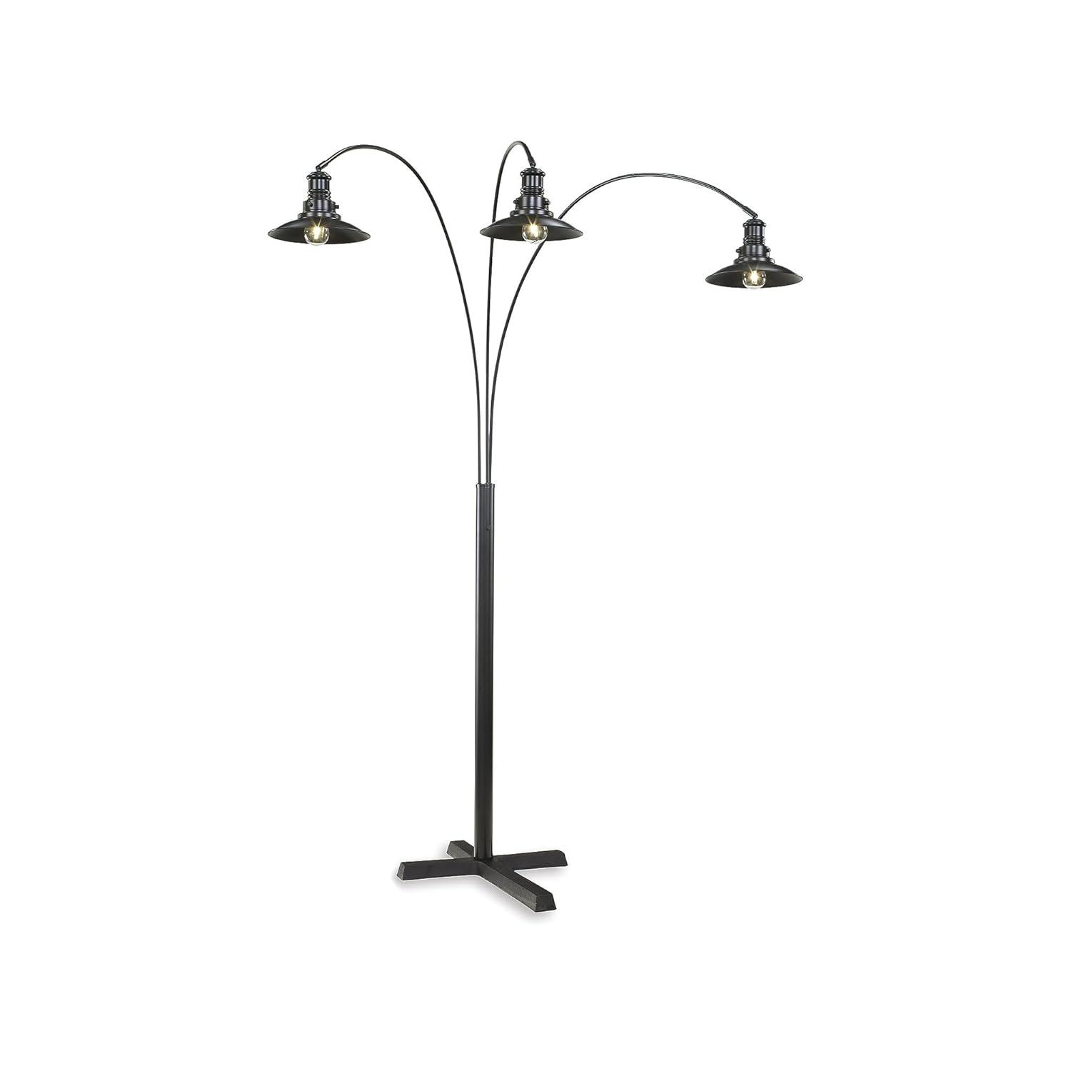 Signature Design by Ashley Sheriel Industrial Metal Arc Floor Lamp with Adjustable Neck, Black