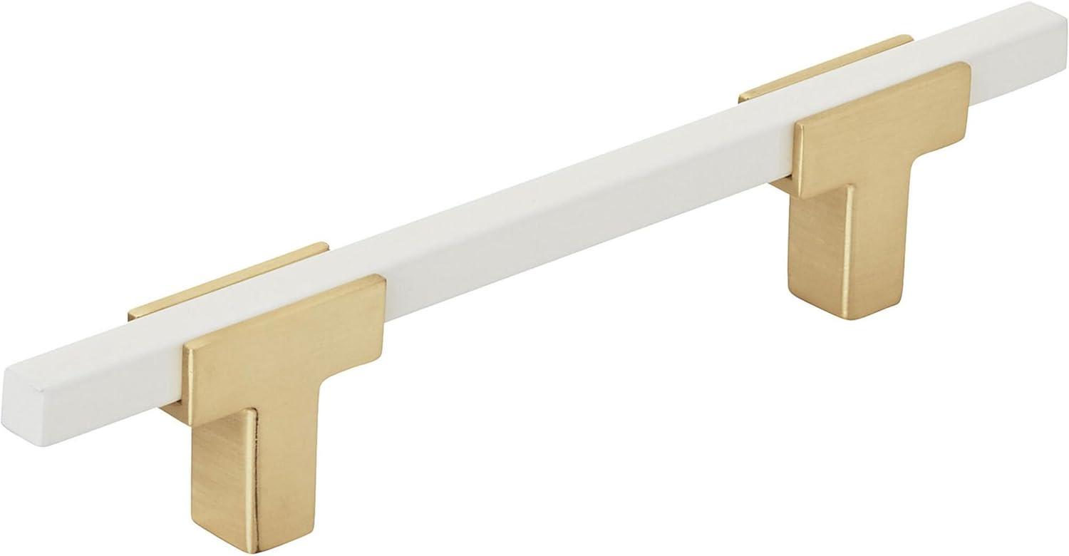 Amerock Urbanite 3-3/4 inch (96mm) Center-to-Center Brushed Gold/White Cabinet Pull