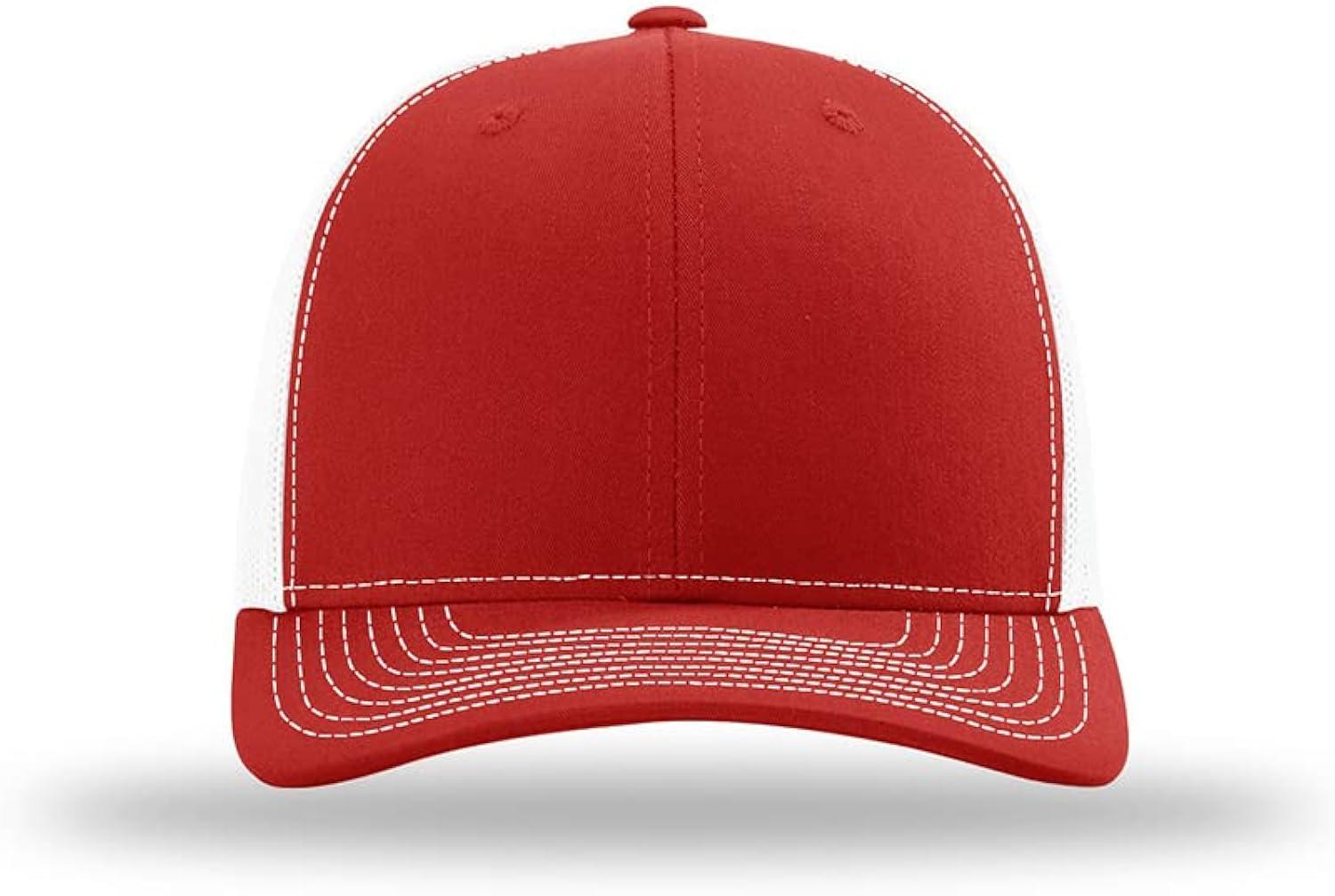 Richardson - Adjustable Snapback Trucker Cap - 112 - Red/ White - Size: OSFM
