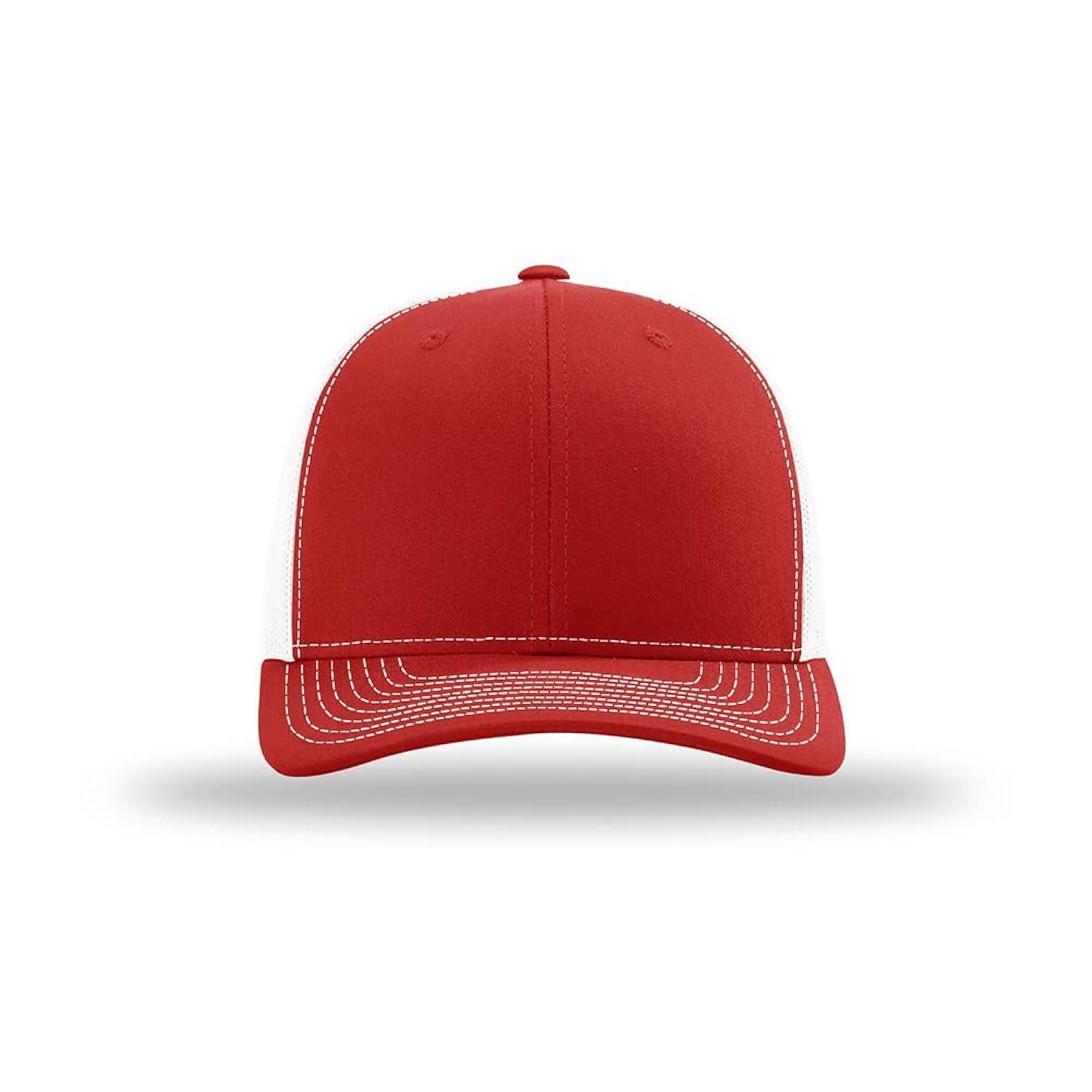 Richardson - Adjustable Snapback Trucker Cap - 112 - Red/ White - Size: OSFM