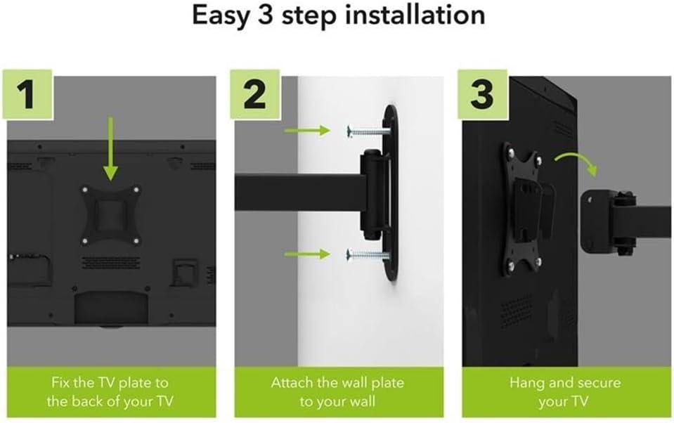 Black Steel Full Motion Dual Arm TV Wall Mount for 12"-25" Screens