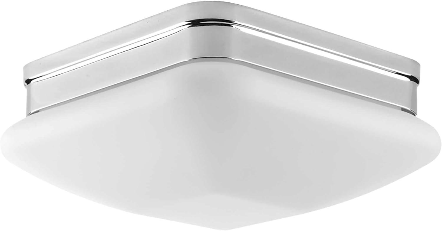 Progress Lighting, Appeal Collection, 2-Light Flush Mount, Polished Chrome, Square Etched Opal Glass